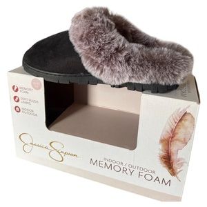 🌹NWT Women’s Slippers Black Size M 7/8 JESSICA SIMPSON MICRO SCUFF SLIPPERS